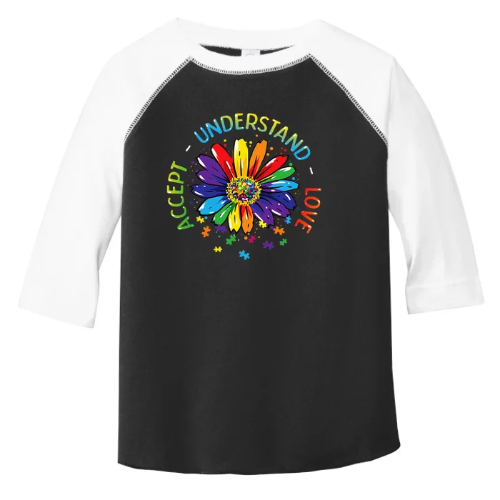 Autism Awareness Accept Understand Love Rainbow ASD Flower Toddler Fine Jersey T-Shirt