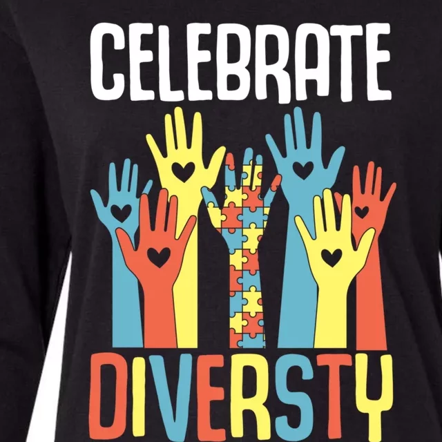 Autism Awareness And Support Celebrate Diversity Gift Womens Cotton Relaxed Long Sleeve T-Shirt