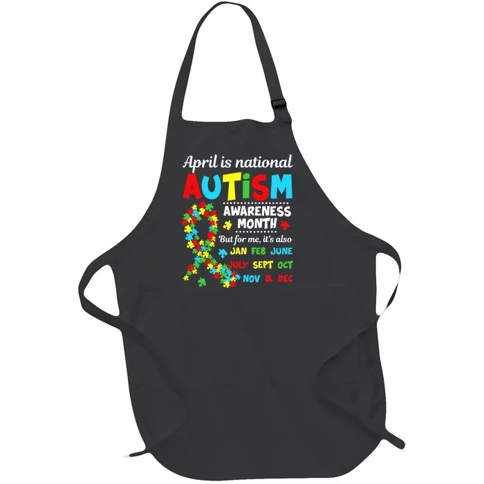 Autism Awareness - April is National Autism Awareness Month Full-Length Apron With Pocket