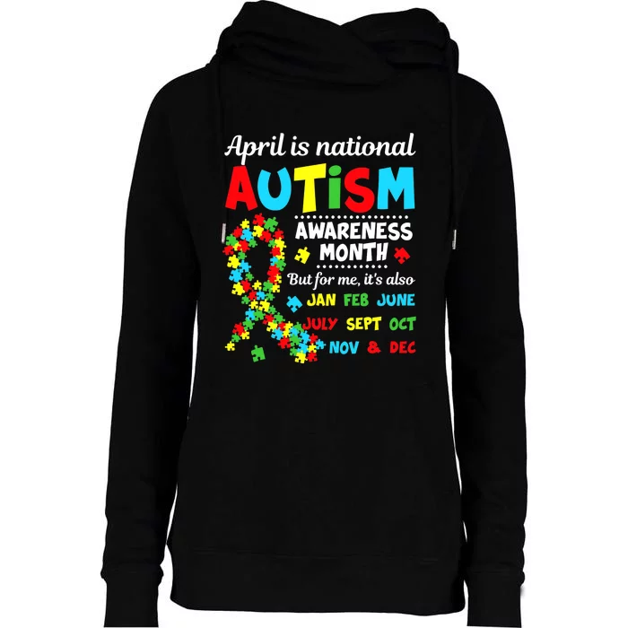 Autism Awareness - April is National Autism Awareness Month Womens Funnel Neck Pullover Hood