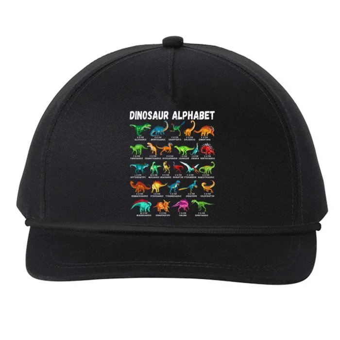 Alphabet AZ ABC Dino Identification Types Of Dinosaurs Snapback Five-Panel Rope Hat