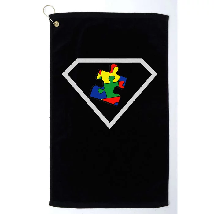 Autism Awareness Autism Superhero Gift Platinum Collection Golf Towel