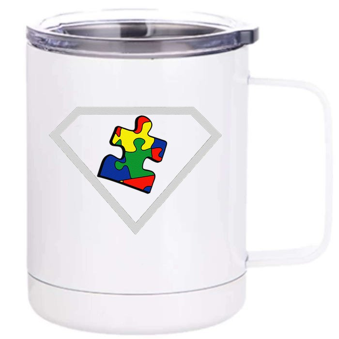 Autism Awareness Autism Superhero Gift Front & Back 12oz Stainless Steel Tumbler Cup