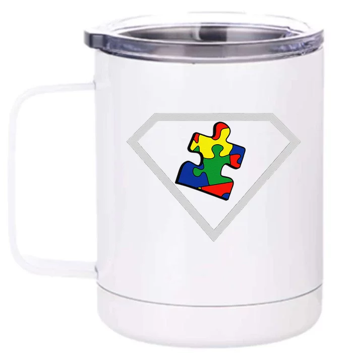 Autism Awareness Autism Superhero Gift Front & Back 12oz Stainless Steel Tumbler Cup