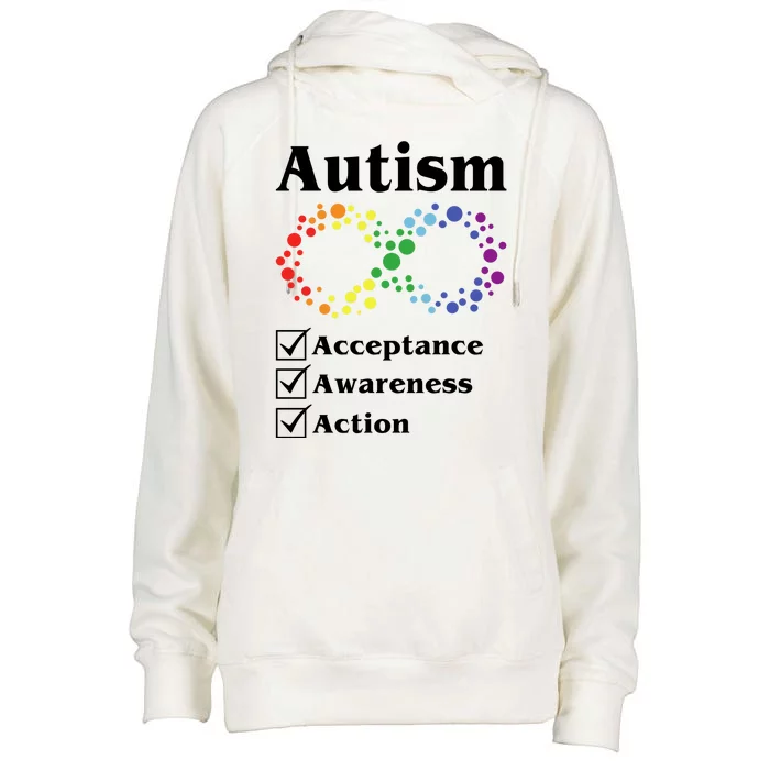 Autism Acceptance Awareness Action Womens Funnel Neck Pullover Hood