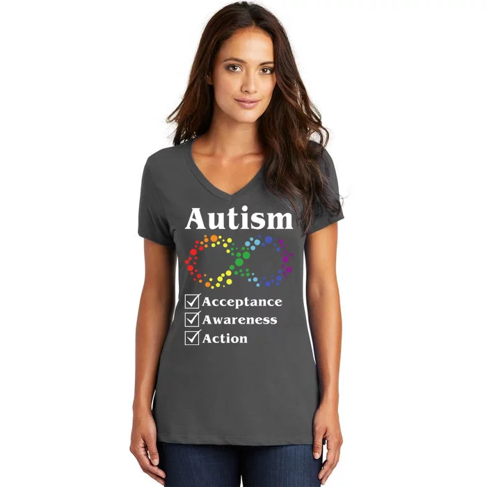 Autism Acceptance Awareness Action Women's V-Neck T-Shirt