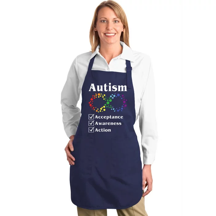 Autism Acceptance Awareness Action Full-Length Apron With Pocket