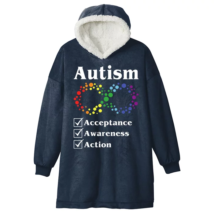 Autism Acceptance Awareness Action Hooded Wearable Blanket