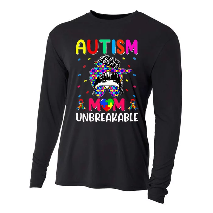 Autistic Autism Awareness Mom Life  Bleached Cooling Performance Long Sleeve Crew