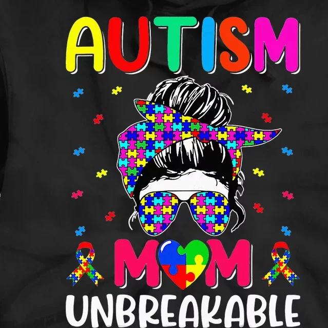 Autistic Autism Awareness Mom Life  Bleached Tie Dye Hoodie