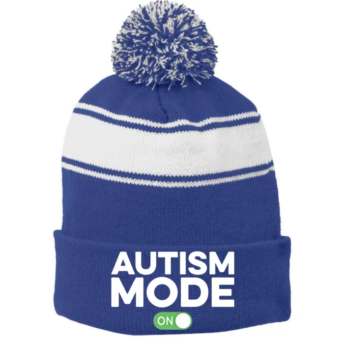 Aspergers Awareness Autism Mode Great Gift Great Gift Stripe Pom Pom Beanie