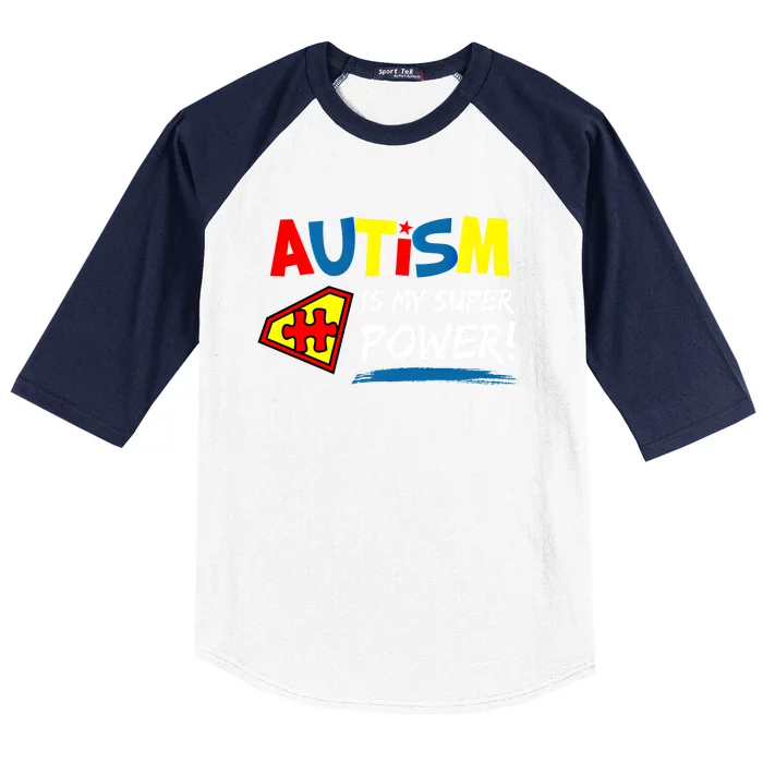 Autism Awareness Autism Is My Super Power Superhero Gift Baseball Sleeve Shirt