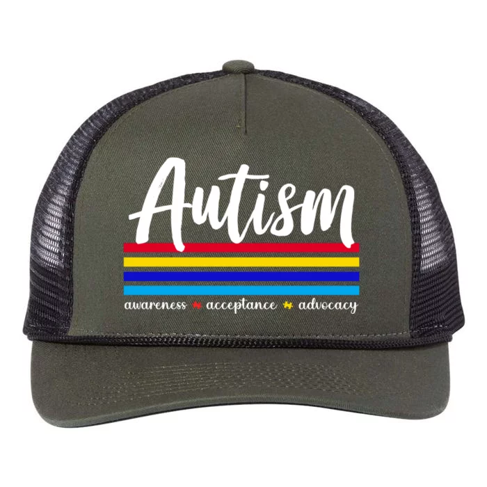 Autism Awareness Acceptance Advocacy Retro Rope Trucker Hat Cap