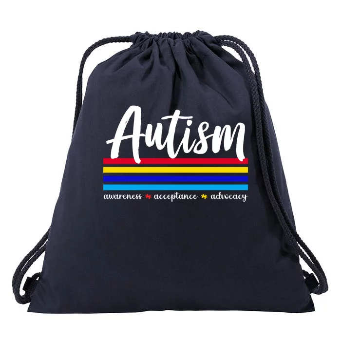 Autism Awareness Acceptance Advocacy Drawstring Bag