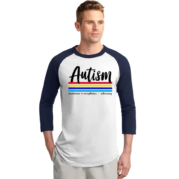 Autism Awareness Acceptance Advocacy Baseball Sleeve Shirt