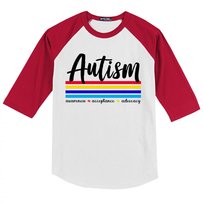 Autism Awareness Acceptance Advocacy Kids Colorblock Raglan Jersey