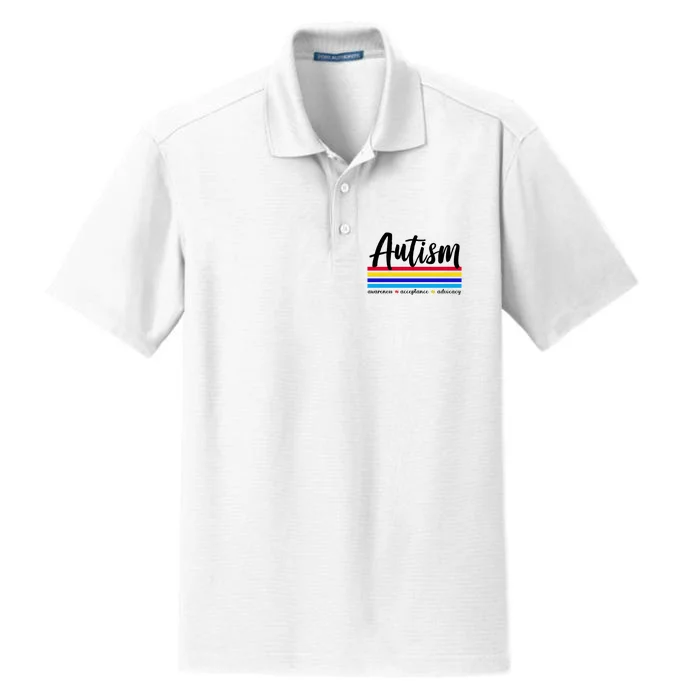 Autism Awareness Acceptance Advocacy Dry Zone Grid Performance Polo