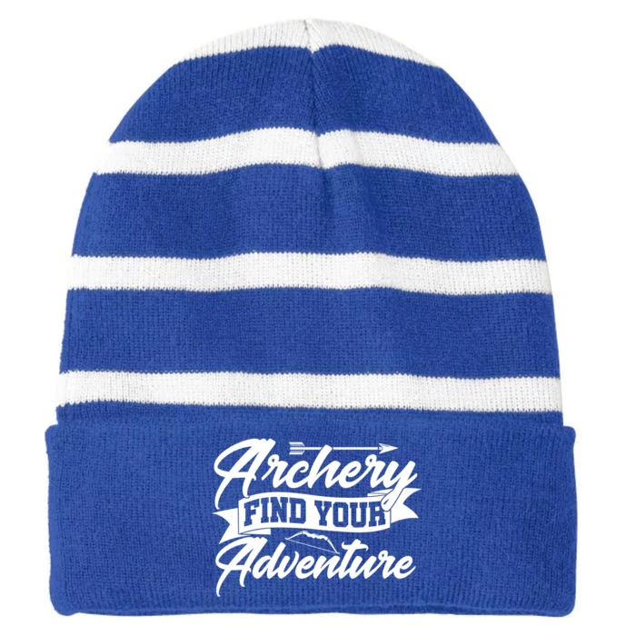 Archery Archer Arrow Bow Hunting Hunting Lover Athletic Great Gift Striped Beanie with Solid Band