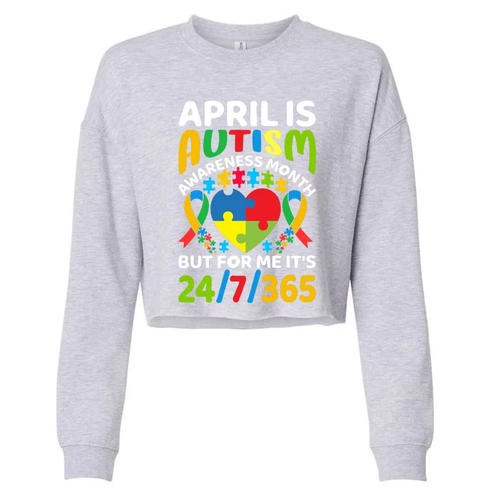 April Autism Awareness Month Autism Advocacy Autism Ribbon Autism Support Cropped Pullover Crew