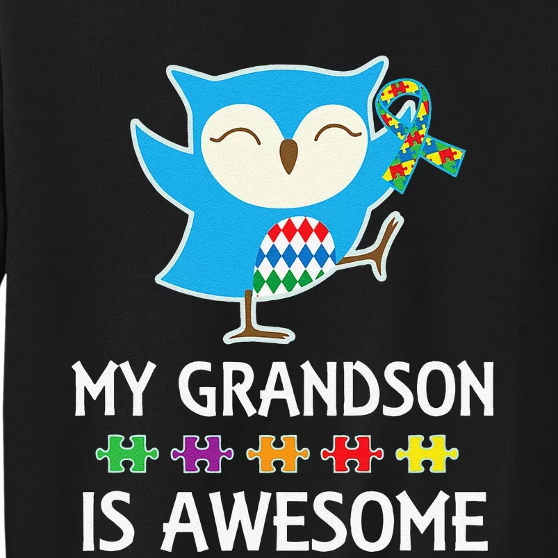 Autism Awareness Autistic Grandson Support Owl Tall Sweatshirt