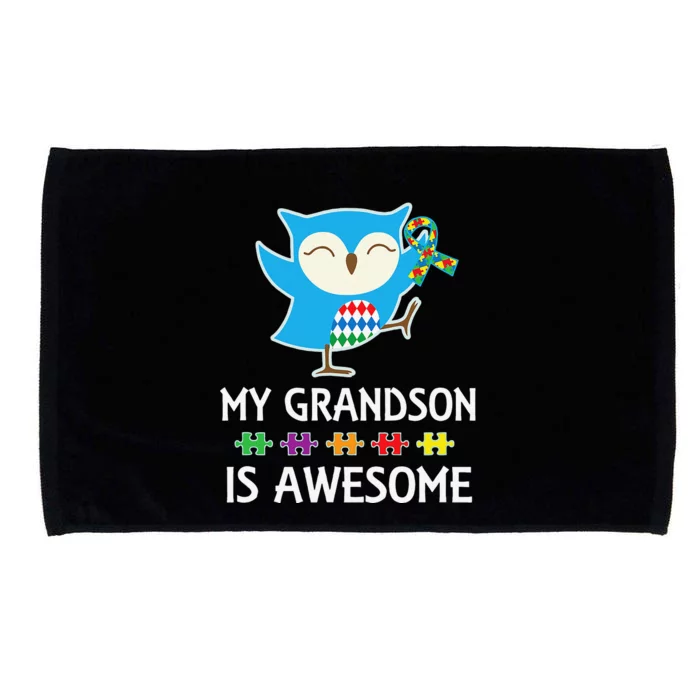 Autism Awareness Autistic Grandson Support Owl Microfiber Hand Towel