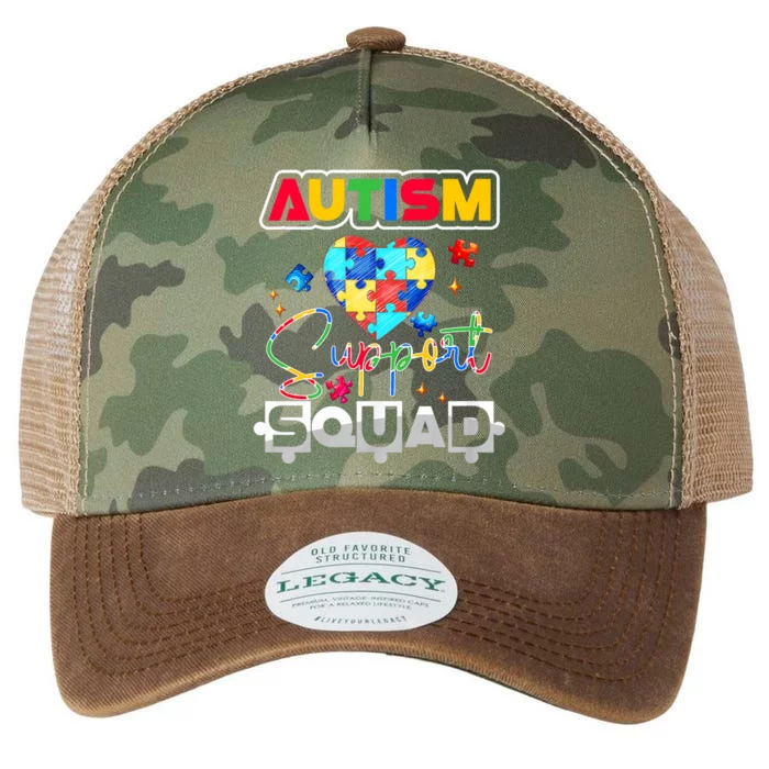 Autism Awareness Autism Squad Support Team Colorful Puzzle Legacy Tie Dye Trucker Hat