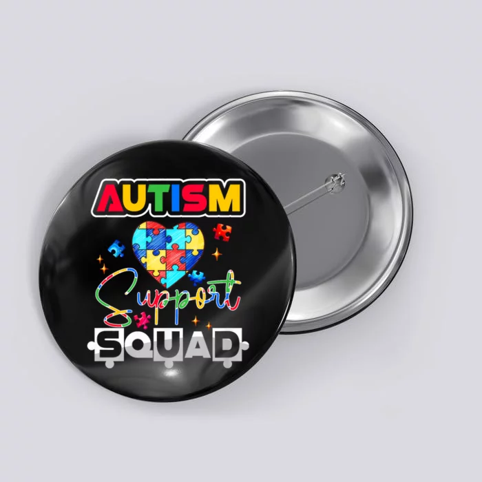 Autism Awareness Autism Squad Support Team Colorful Puzzle Button