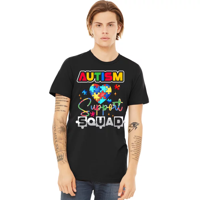 Autism Awareness Autism Squad Support Team Colorful Puzzle Premium T-Shirt