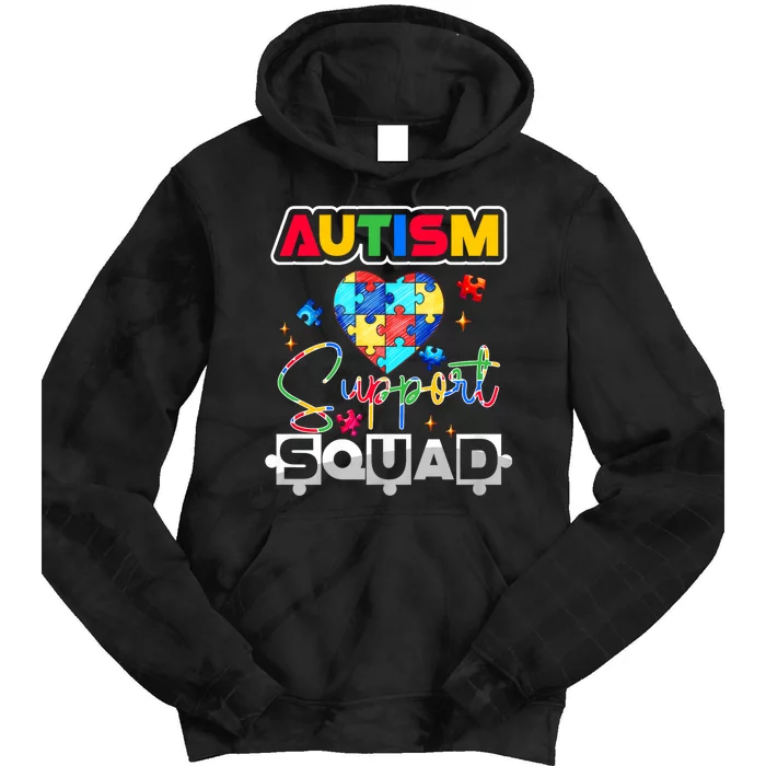 Autism Awareness Autism Squad Support Team Colorful Puzzle Tie Dye Hoodie