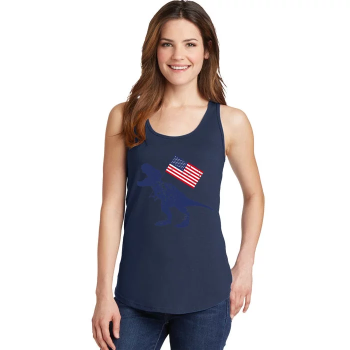 Awesome America American Dino Flag July 4th USA Dinosaur Ladies Essential Tank