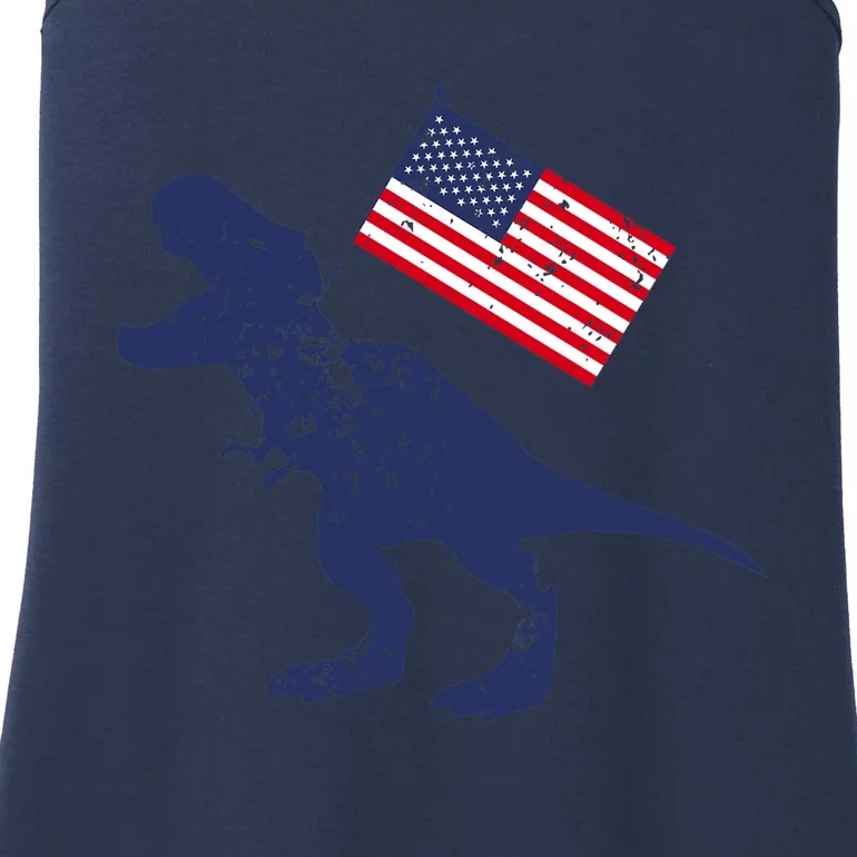 Awesome America American Dino Flag July 4th USA Dinosaur Ladies Essential Tank