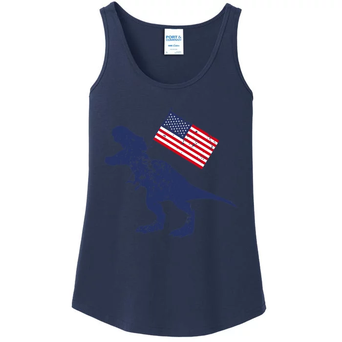 Awesome America American Dino Flag July 4th USA Dinosaur Ladies Essential Tank