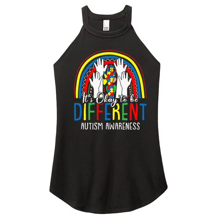 Autism Awareness Autistic Support It's Ok To Be Different Women’s Perfect Tri Rocker Tank