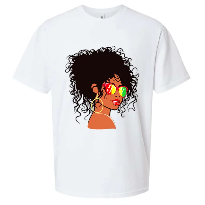 Afro African American Women Black Melanin Queen Juneteenth Sueded Cloud Jersey T-Shirt