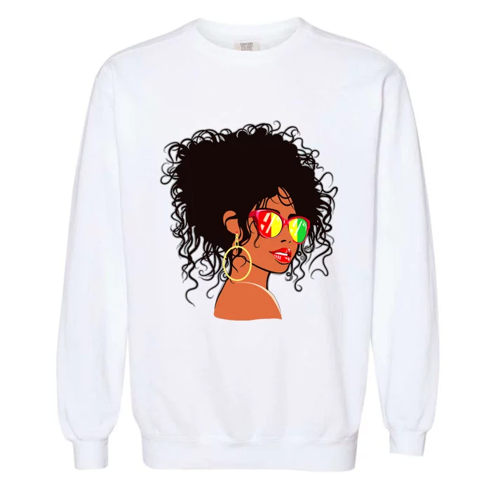 Afro African American Women Black Melanin Queen Juneteenth Garment-Dyed Sweatshirt