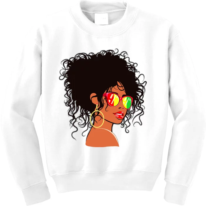 Afro African American Women Black Melanin Queen Juneteenth Kids Sweatshirt