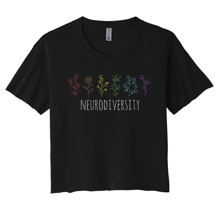 Autism Awareness Autistic Pride Rainbow Neurodiversity Women's Crop Top Tee