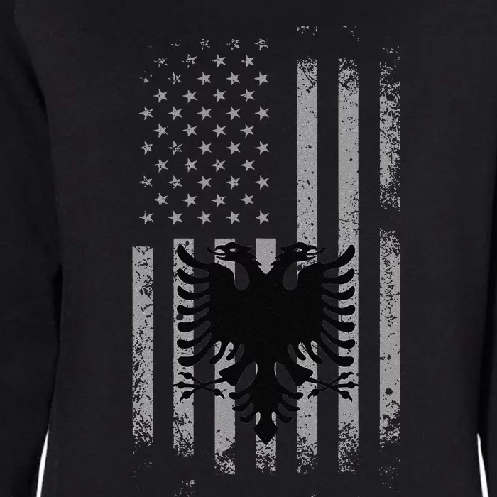 Albania Albanian American Flag Double Headed Eagle Patriotic Womens California Wash Sweatshirt