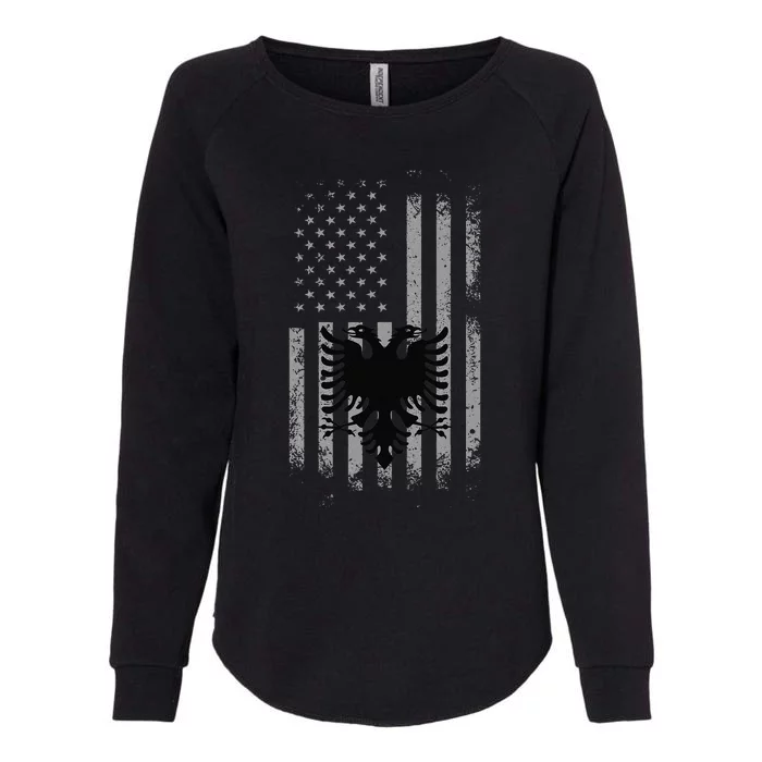 Albania Albanian American Flag Double Headed Eagle Patriotic Womens California Wash Sweatshirt