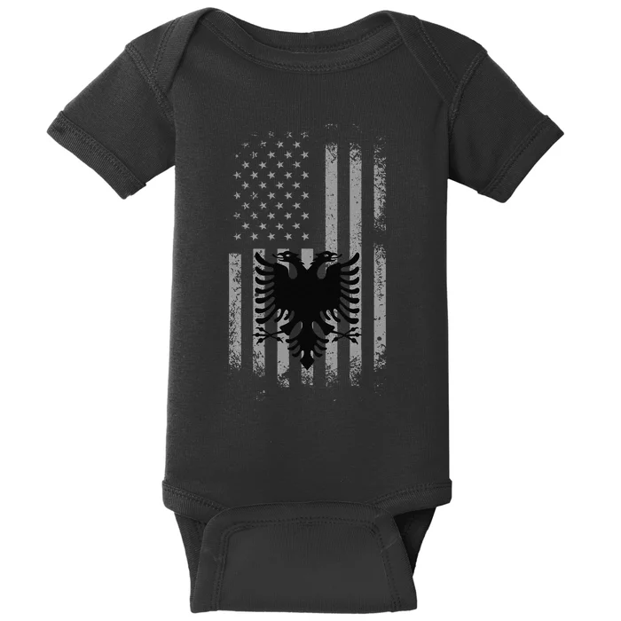 Albania Albanian American Flag Double Headed Eagle Patriotic Baby Bodysuit