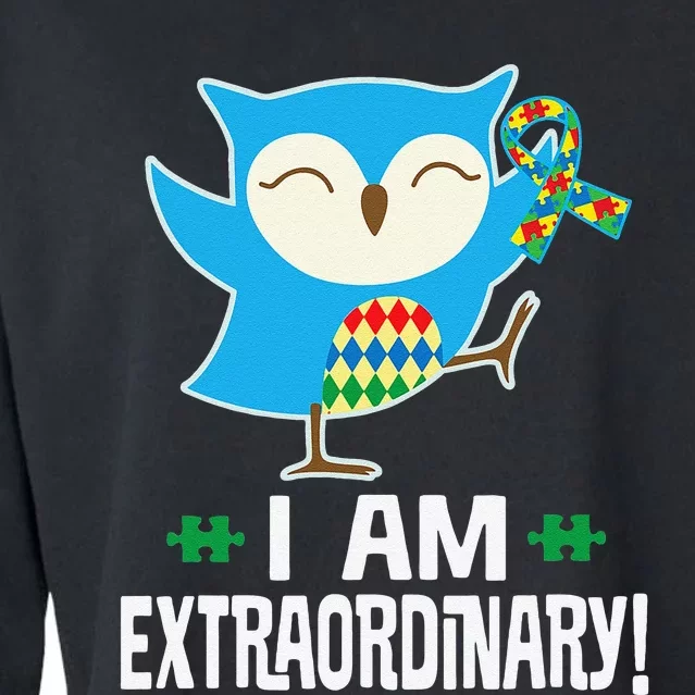 Autism Awareness Autistic Spectrum Disorder Owl Cropped Pullover Crew