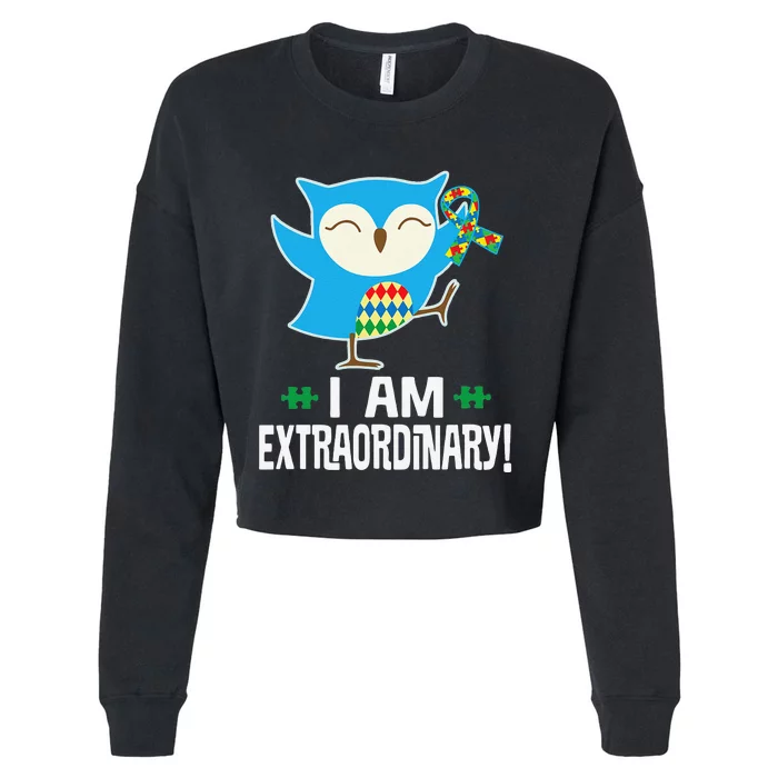 Autism Awareness Autistic Spectrum Disorder Owl Cropped Pullover Crew