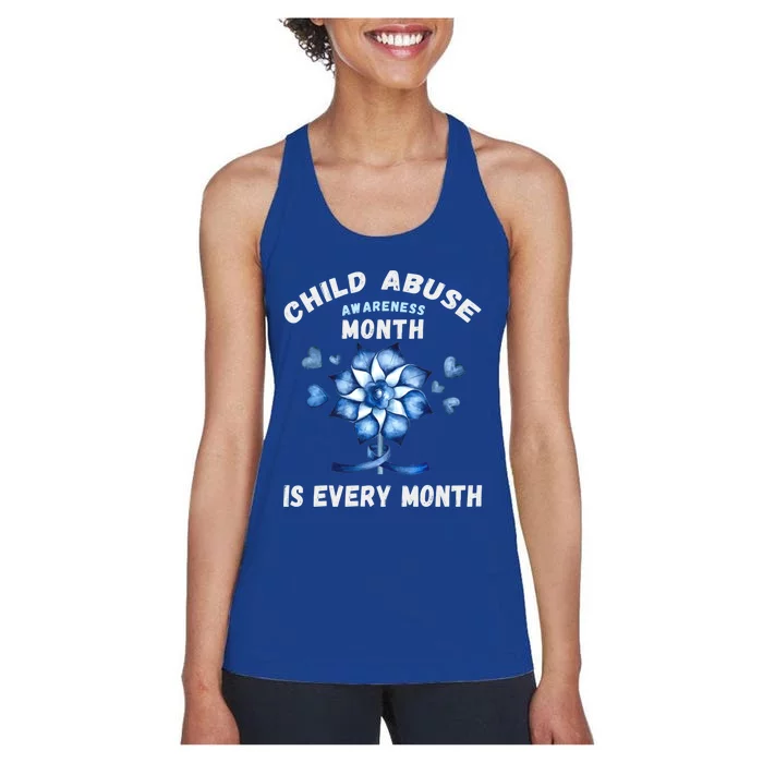 April Abuse Awareness Month Is Every Month Teacher Gift Women's Racerback Tank