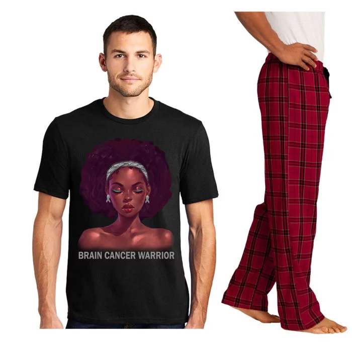 Afro African American Black Brain Cancer Warrior Gift Pajama Set