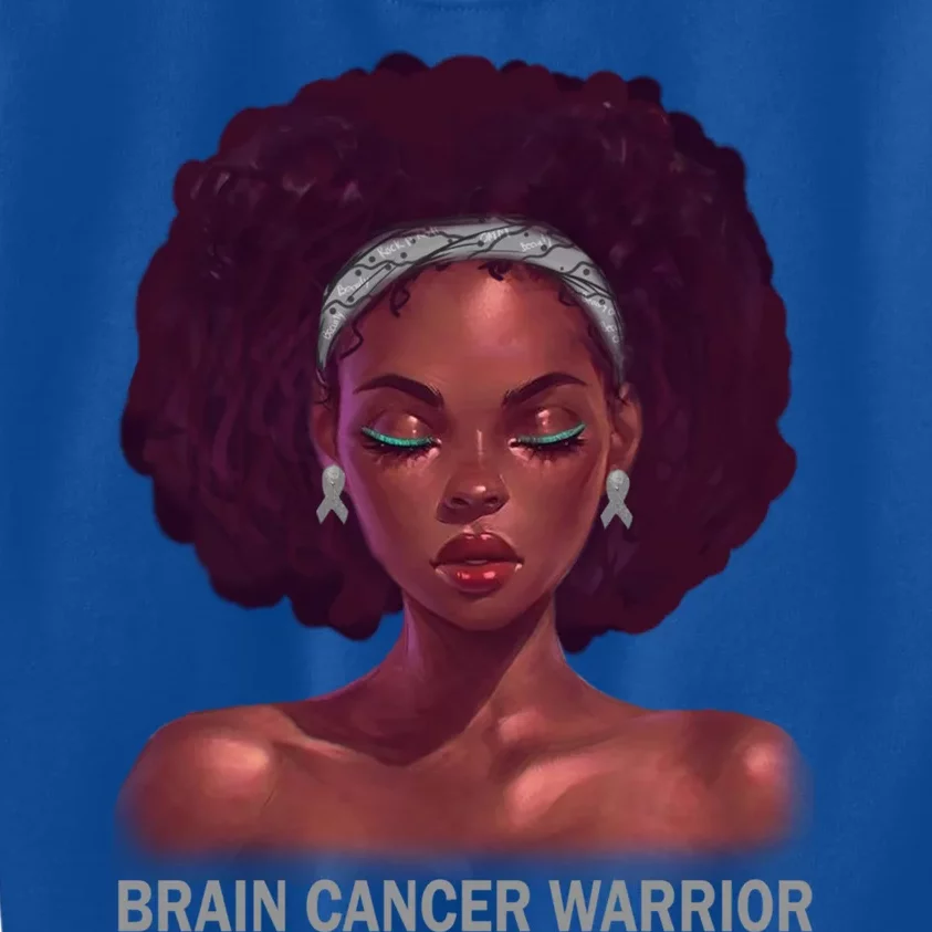 Afro African American Black Brain Cancer Warrior Gift Kids Sweatshirt