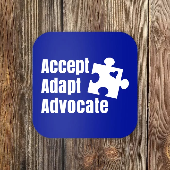 Accept Adapt Advocate Puzzle Piece Autism Awareness Great Gift Coaster