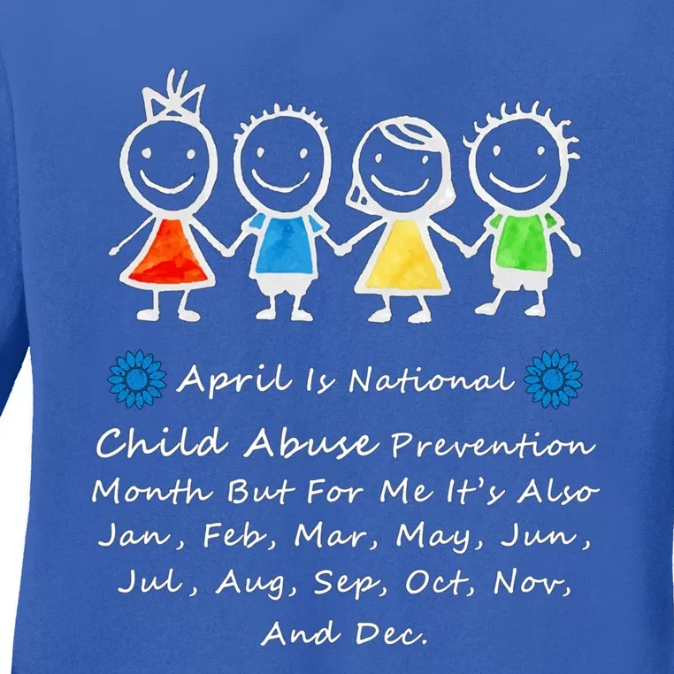 April Abuse Awareness Month Teacher Matching Outfit Gift Ladies Long Sleeve Shirt