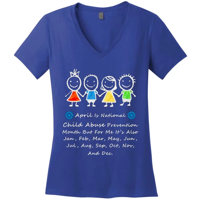 April Abuse Awareness Month Teacher Matching Outfit Gift Women's V-Neck T-Shirt