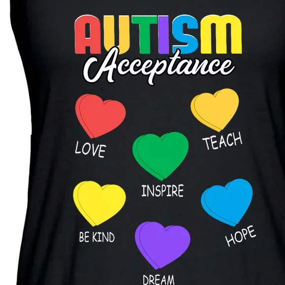 Autism Awareness Acceptance Heart Ladies Essential Flowy Tank