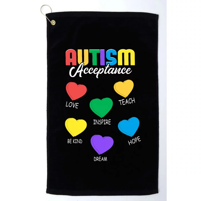 Autism Awareness Acceptance Heart Platinum Collection Golf Towel